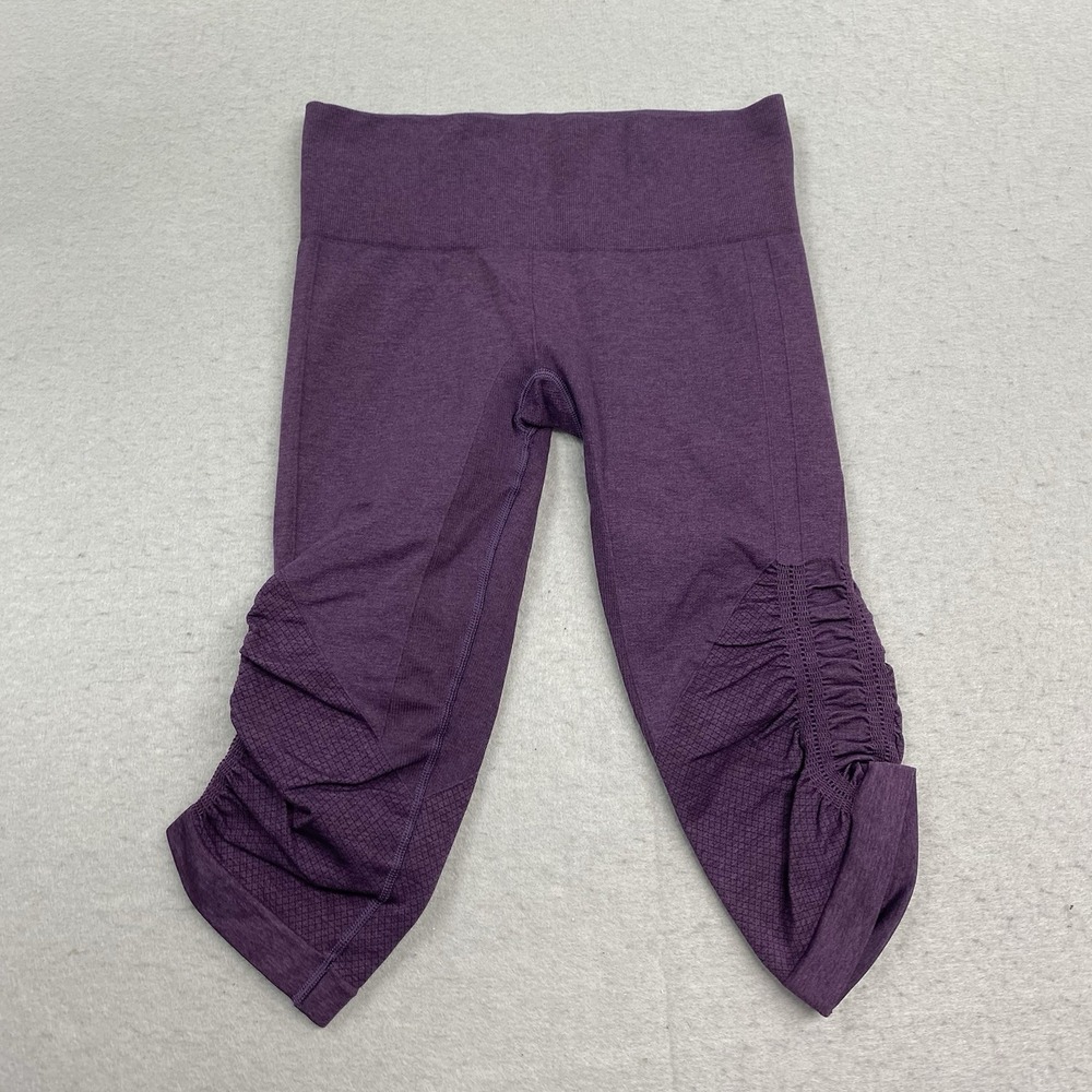 Lululemon Pants Womens 6 Purple The Flow Crop II Leggings Ruched Heathered Yogo